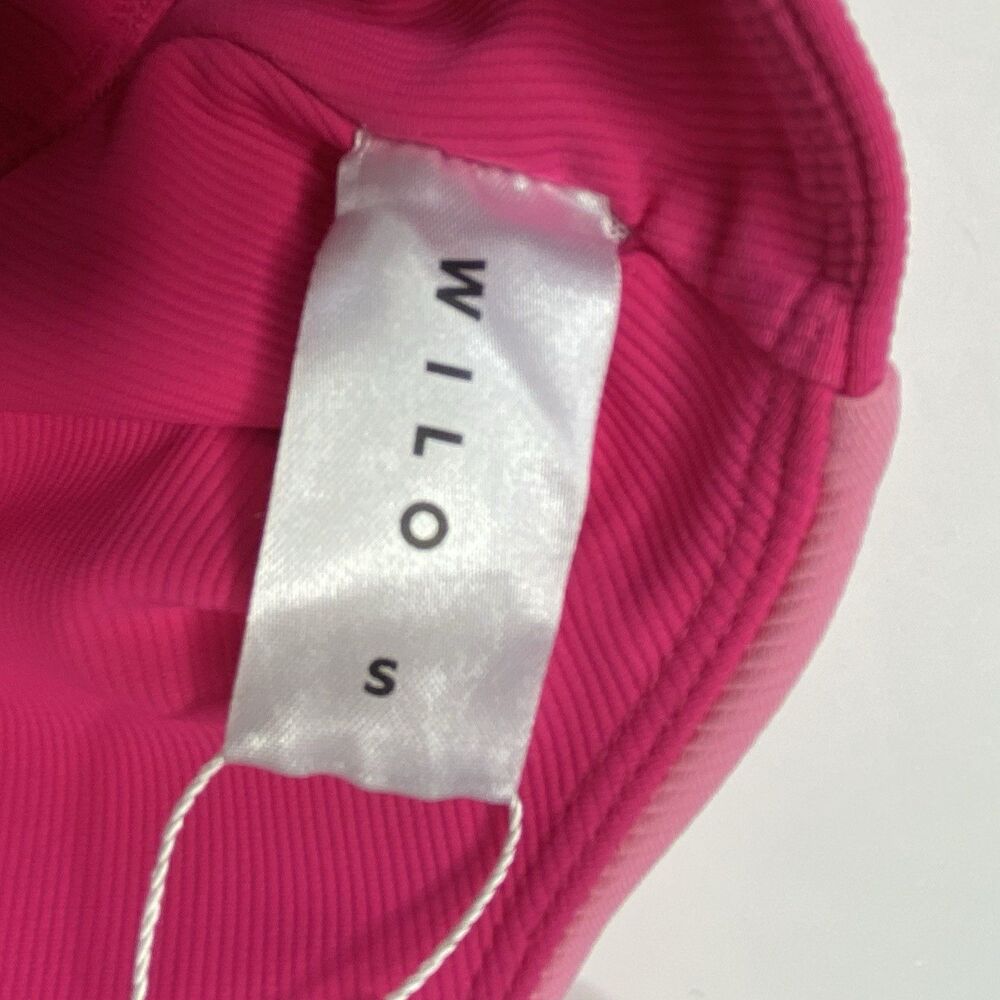 WILO Pink Ribbed Knit Color Block Racerback Keyhole Sports Bra Size Small - Picture 8 of 10